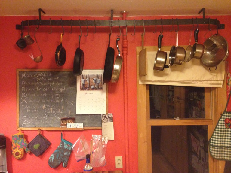 Pot rack made from flat bar.