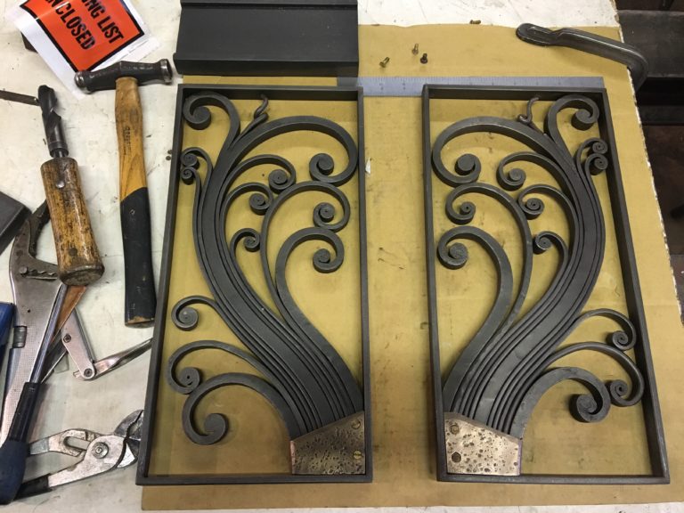 Metal screens for a radiator cover.