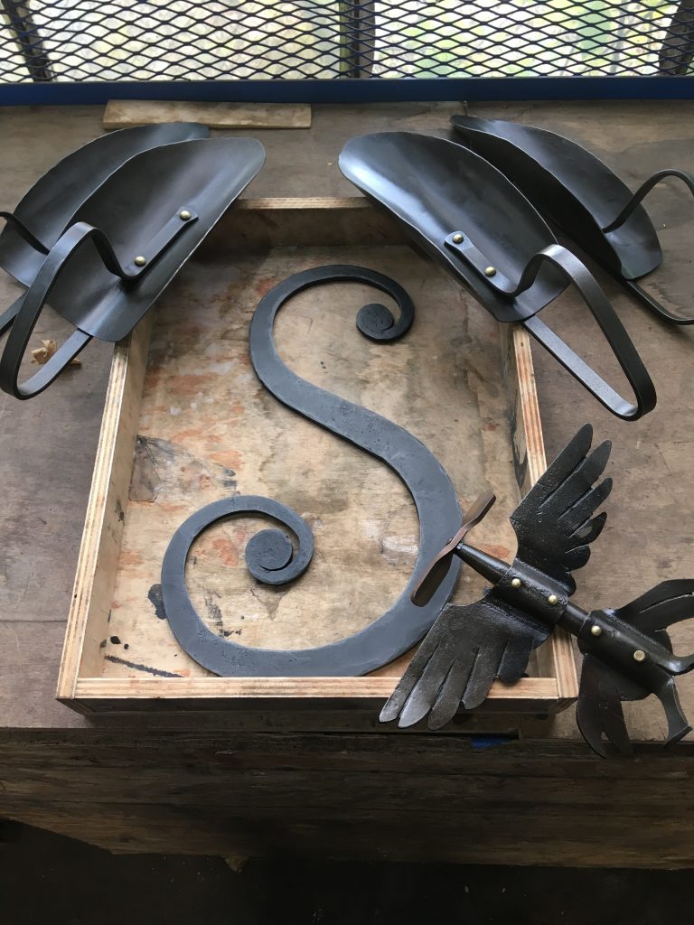 Garden trowels and whirligig
