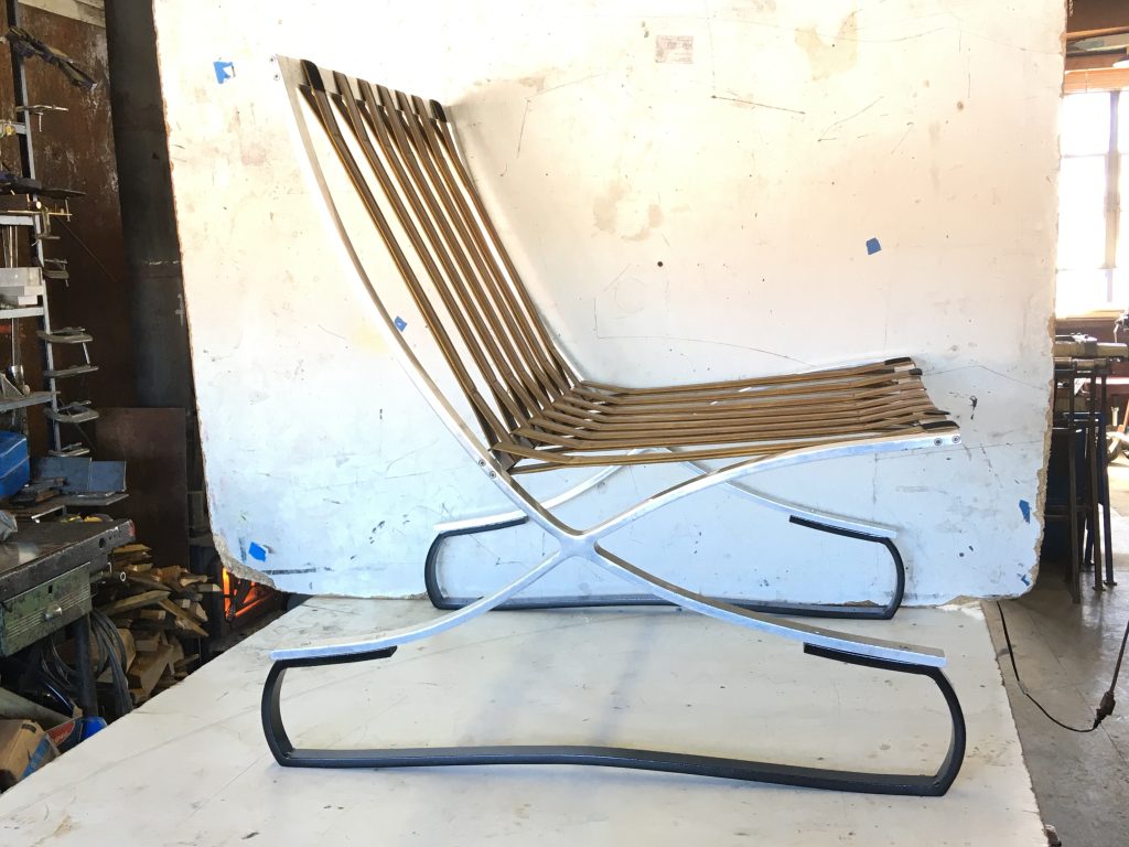Mies Van Der Rohe chair raised higher for a very tall customer